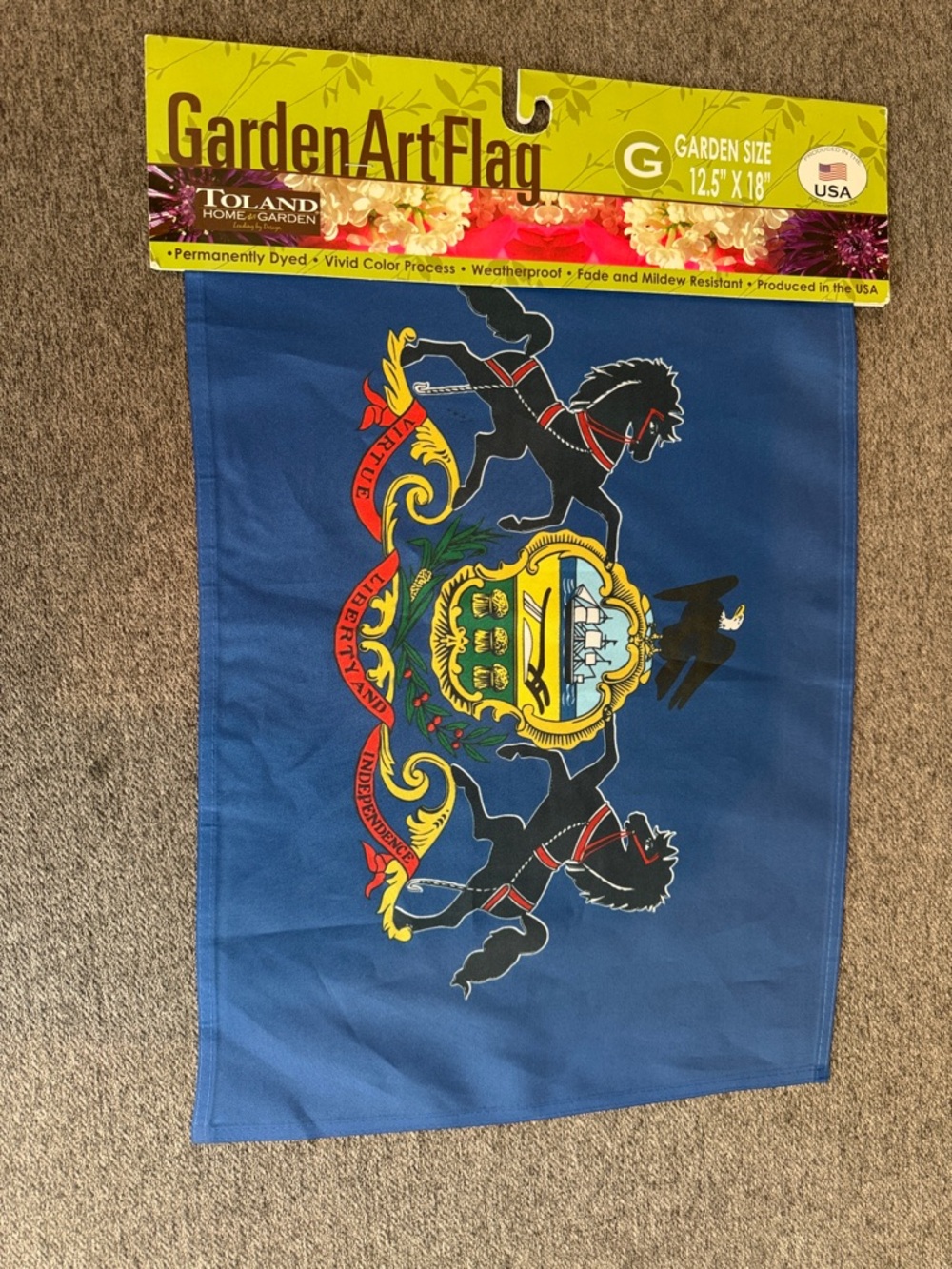 Garden Art Blue Garden Flag with Pennsylvania Coat of Arms